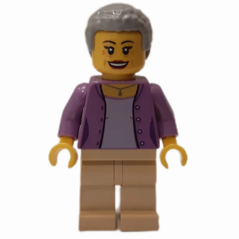 Woman, Lavender Top, Tan Legs, Light Bluish G… — minifigurine LEGO | Brick Broker