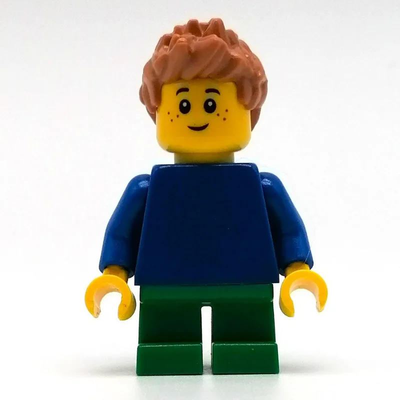 Leo - Blue Torso, Green Legs, Medium Nougat H… — minifigurine LEGO | Brick Broker