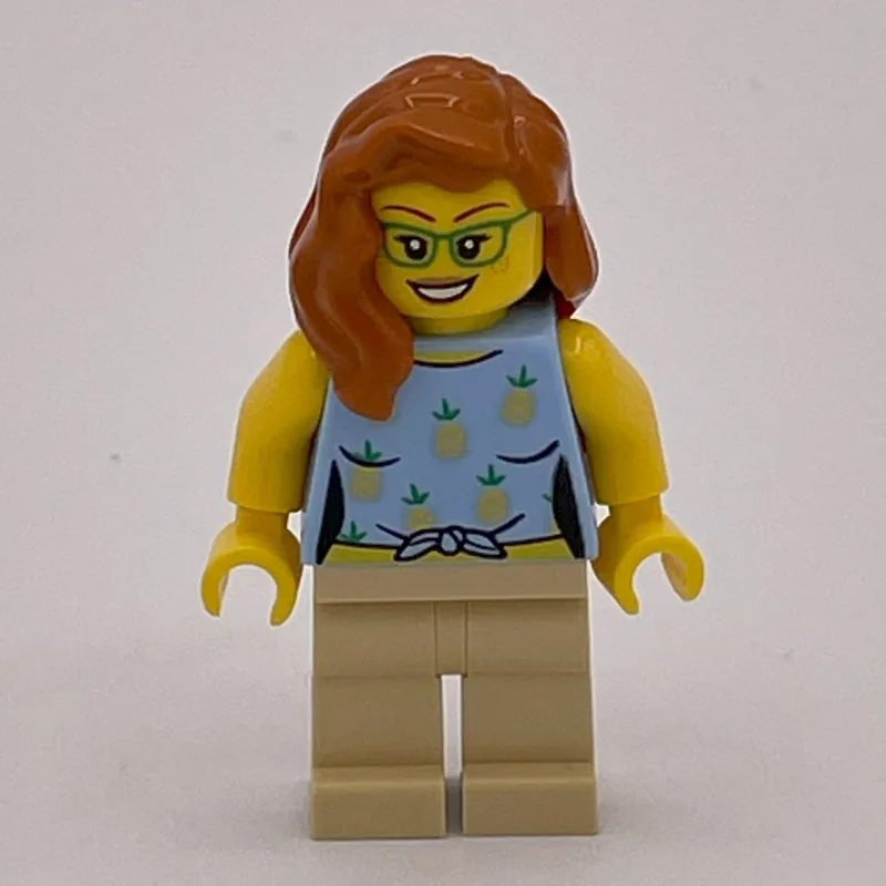 Woman, Bright Light Blue Torso, Tan Legs, Dar… — minifigurine LEGO | Brick Broker