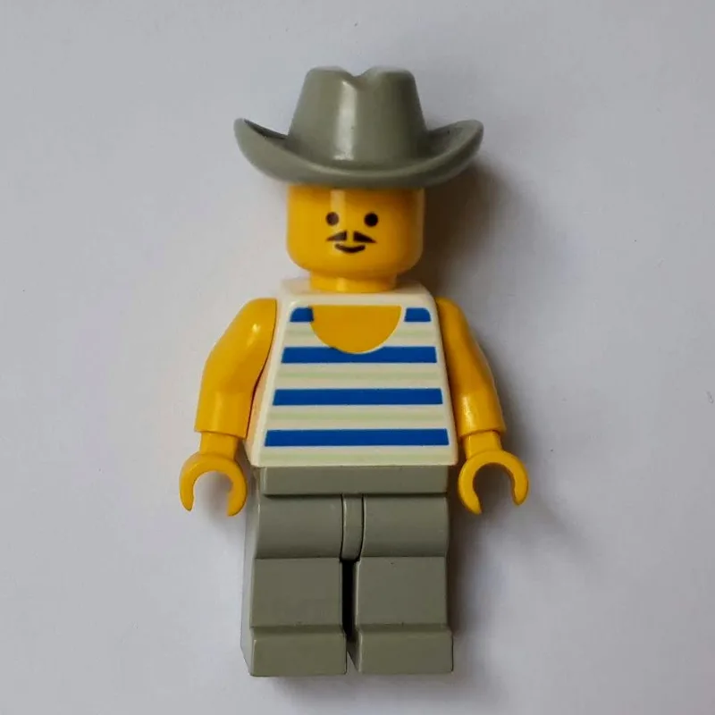 Man, Blue and White Striped Tank Top, Light G… — minifigurine LEGO | Brick Broker