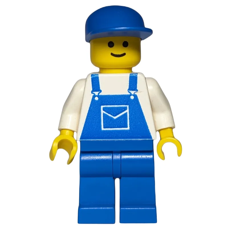 Man, Blue Overalls, Blue Cap - 3626a Head — minifigurine LEGO | Brick Broker