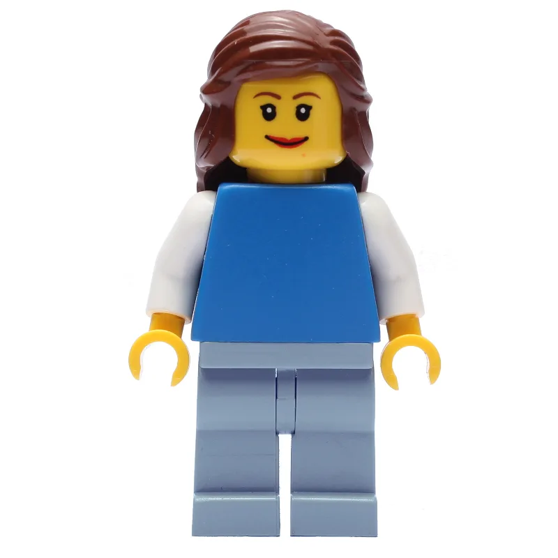 Blue Torso, Sand Blue Legs, Reddish Brown Hair — minifigurine LEGO | Brick Broker