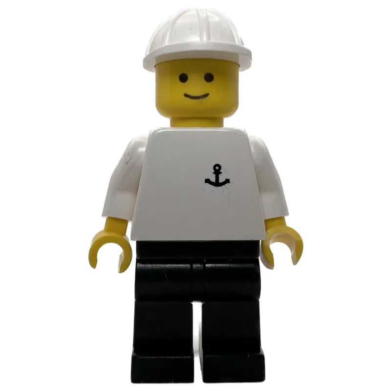 White Torso with Anchor, Black Legs, White Hat — minifigurine LEGO | Brick Broker