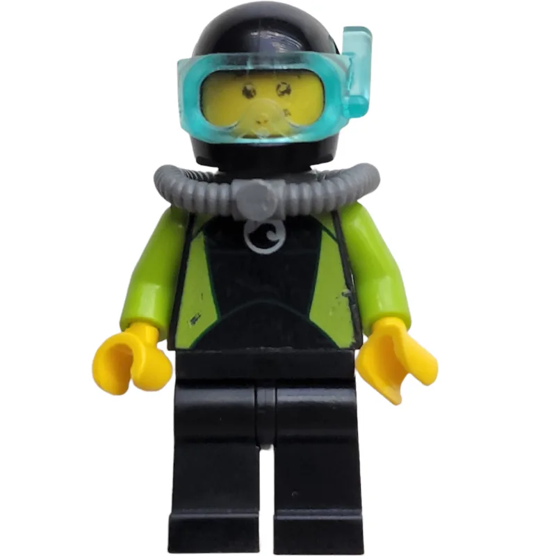 Coast Guard Diver, Black and Lime Wetsuit, Bl… — minifigurine LEGO | Brick Broker