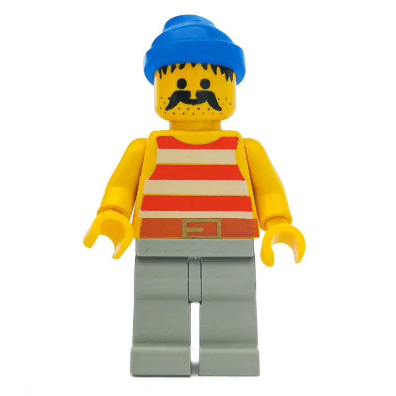 Pirate - Red Stripes, Light Gray Legs, Blue B… — minifigurine LEGO | Brick Broker