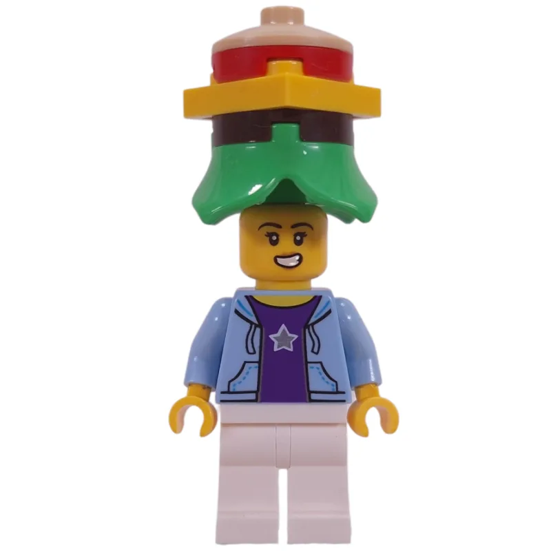 Bright Light Blue Torso, White Legs, Hamburge… — minifigurine LEGO | Brick Broker