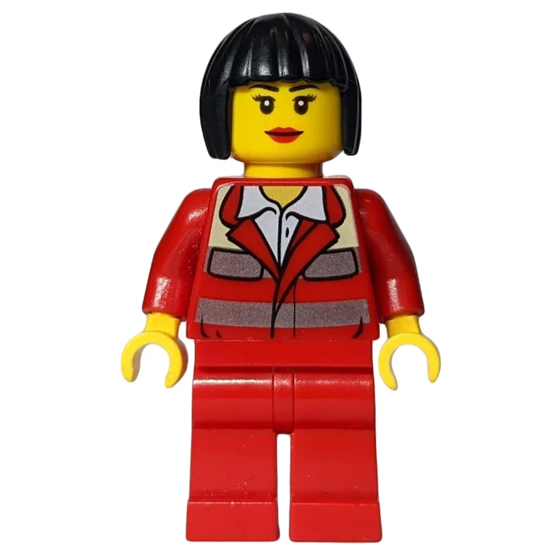 Paramedic, Woman, Red Uniform, Black Hair — minifigurine LEGO | Brick Broker