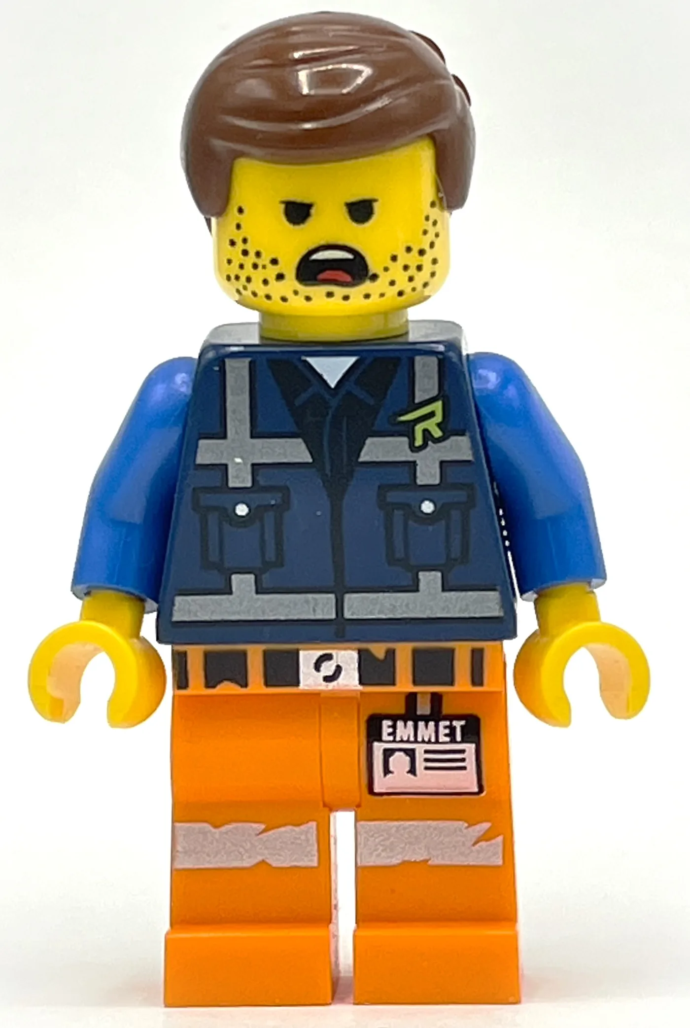 Emmet, Dark Blue Rex Dangervest Vest, Smudged… — minifigurine LEGO | Brick Broker