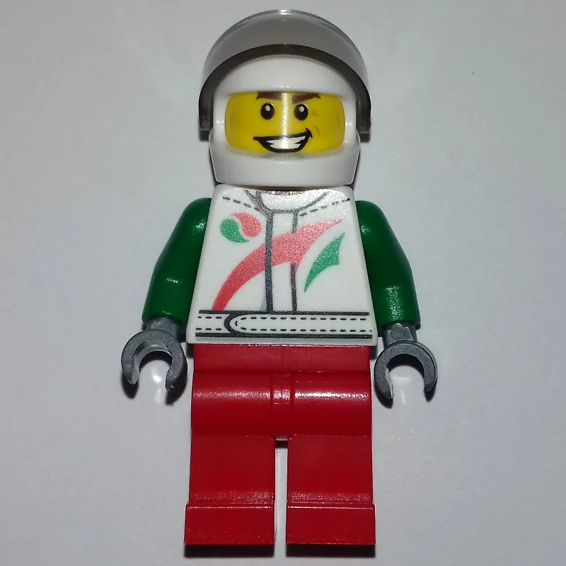 Racer, White and Green Jacket with Octan Logo… — minifigurine LEGO | Brick Broker