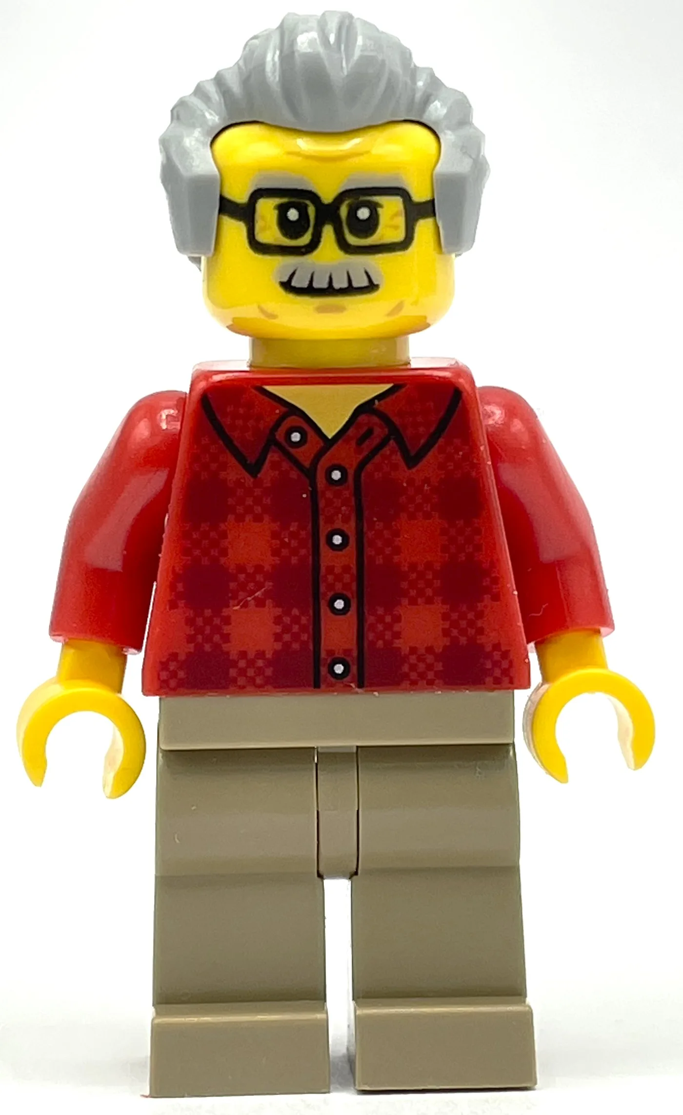 Red Torso, Dark Tan Legs, Light Bluish Grey H… — minifigurine LEGO | Brick Broker