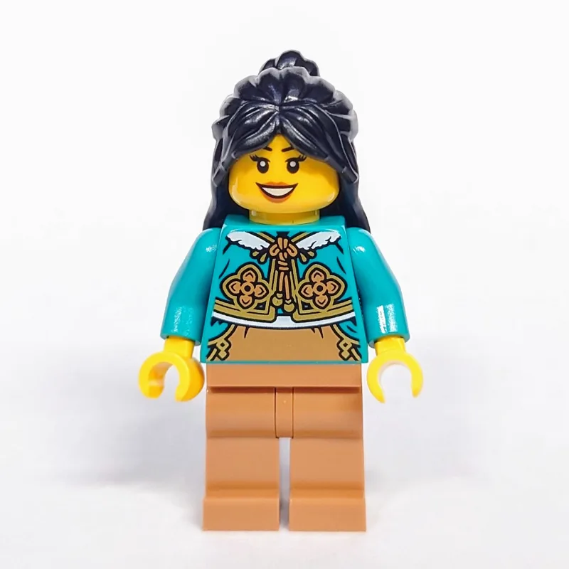 Dark Turquoise Torso, Medium Nougat Legs, Bla… — minifigurine LEGO | Brick Broker