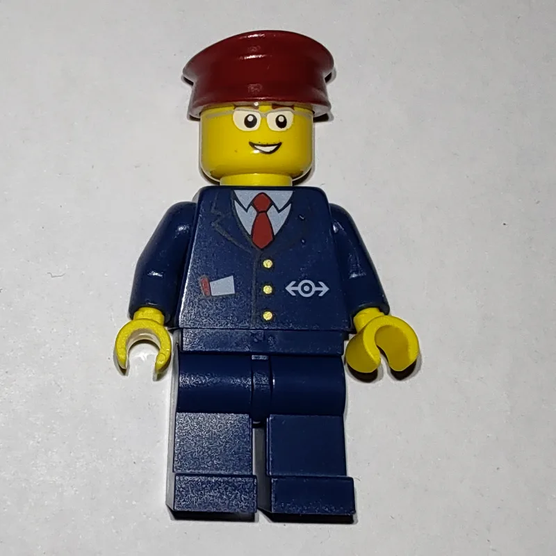 Train Worker - Dark Blue Torso, Dark BLue Leg… — minifigurine LEGO | Brick Broker
