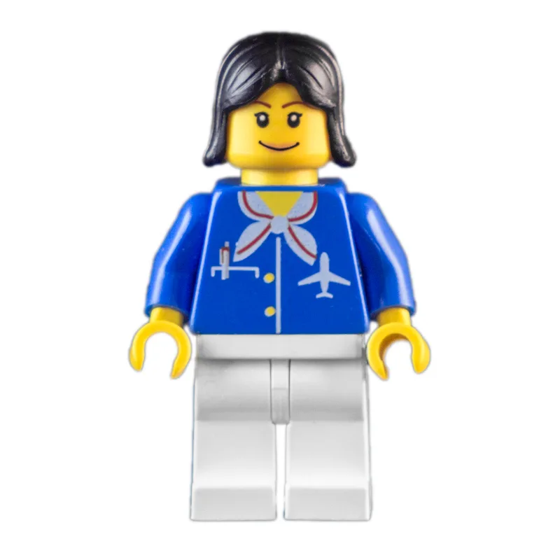 Airline Worker, Woman, Blue Jacket with Plane… — minifigurine LEGO | Brick Broker