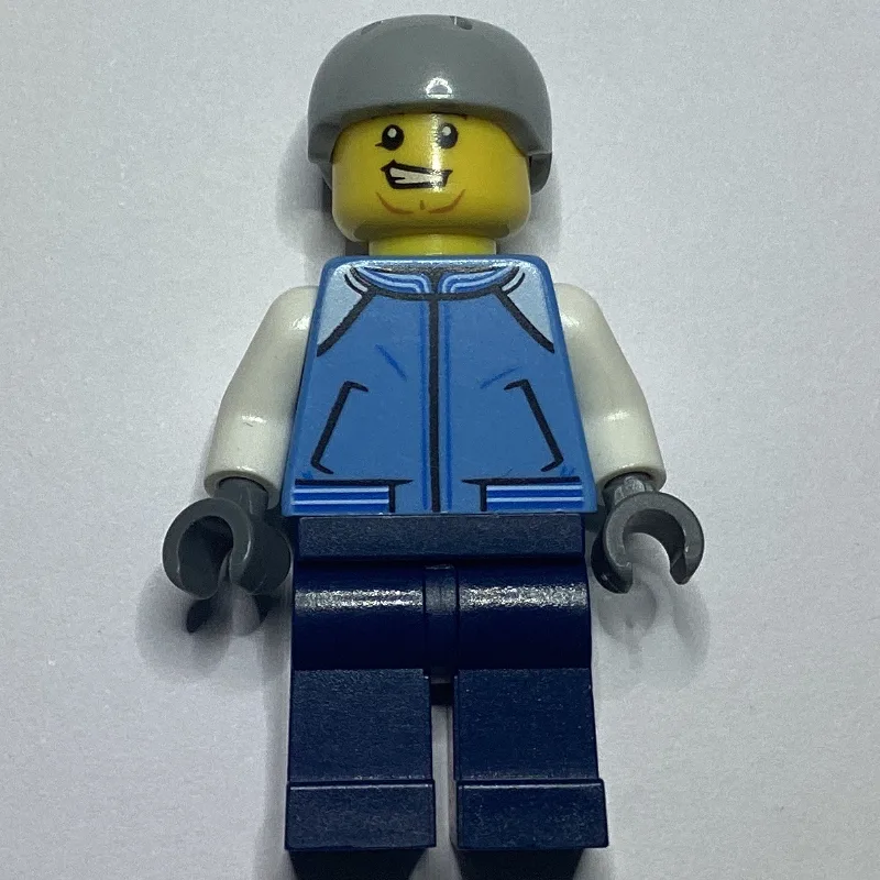 Man, Bright Light Blue Letterman Jacket, Dark… — minifigurine LEGO | Brick Broker