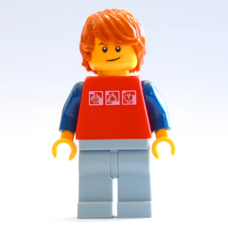 Red Torso, Light Bluish Grey Legs, Dark Orang… — minifigurine LEGO | Brick Broker