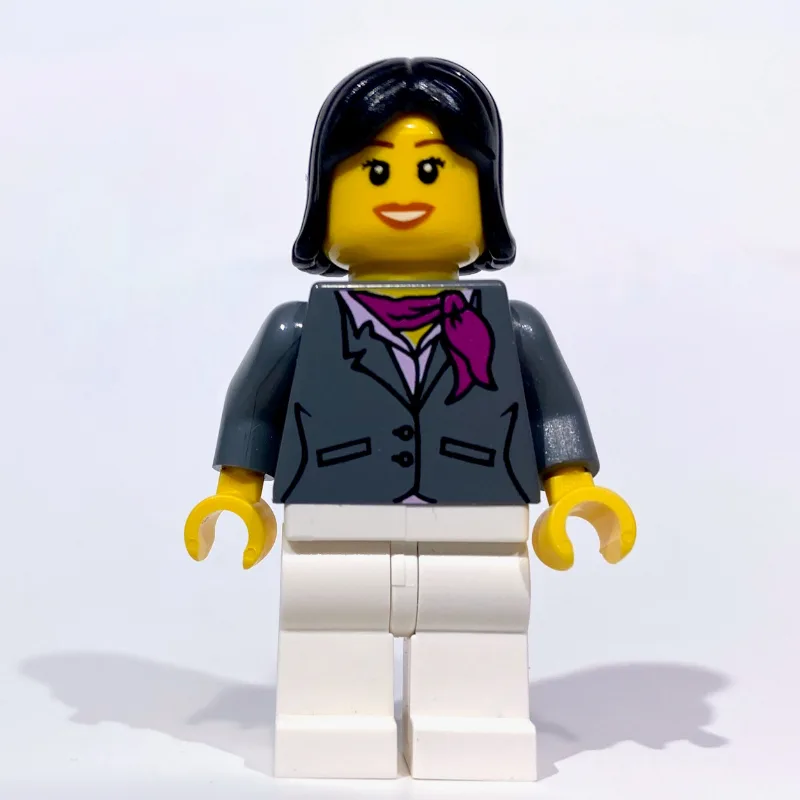Woman, Dark Bluish Gray Jacket with Magenta S… — minifigurine LEGO | Brick Broker