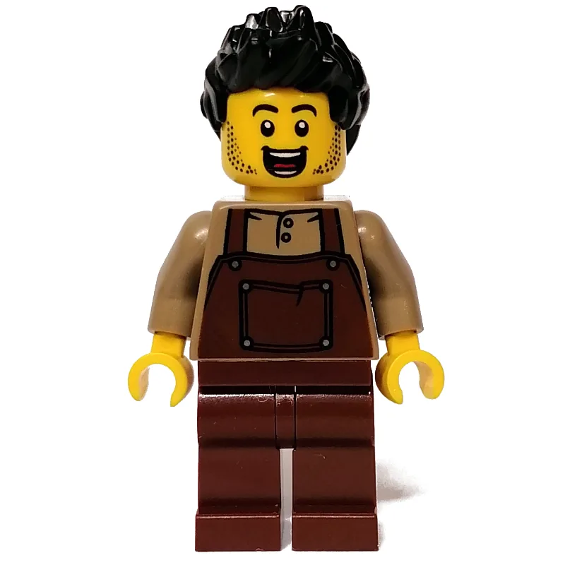 Dark Tan Torso, Reddish Brown Apron, Black Ha… — minifigurine LEGO | Brick Broker