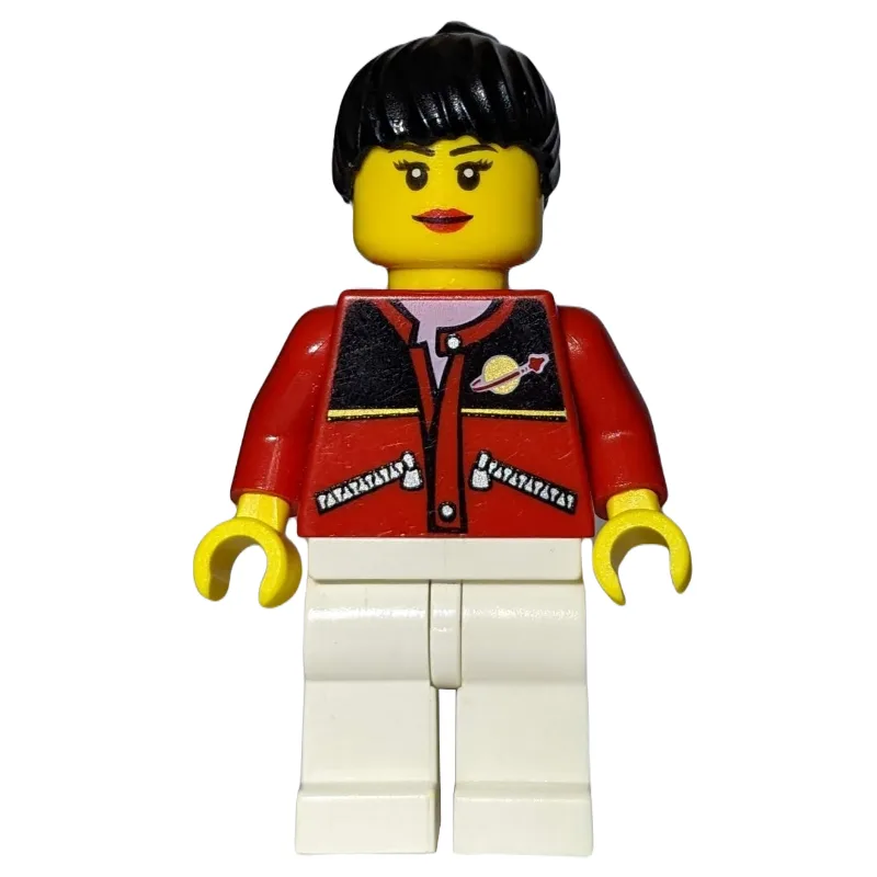 Woman, Red Jacket, White Legs, Black Hair (36… — minifigurine LEGO | Brick Broker