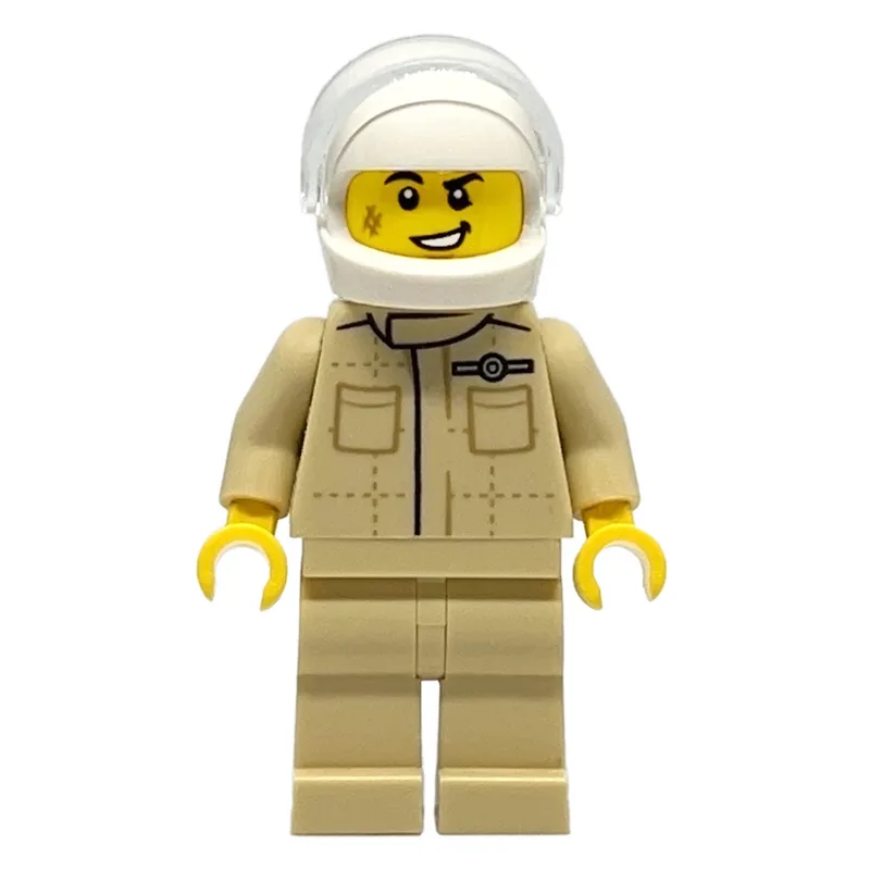 Race Driver, Tan Torso, Tan Legs, White Helmet — minifigurine LEGO | Brick Broker