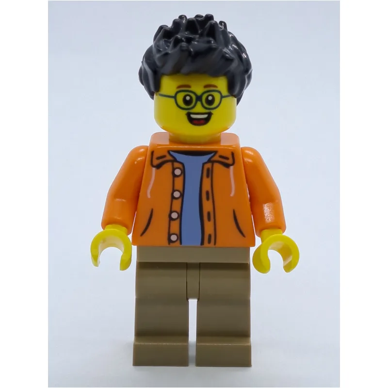 Man, Open Orange Jacket over Light Blue Shirt… — minifigurine LEGO | Brick Broker