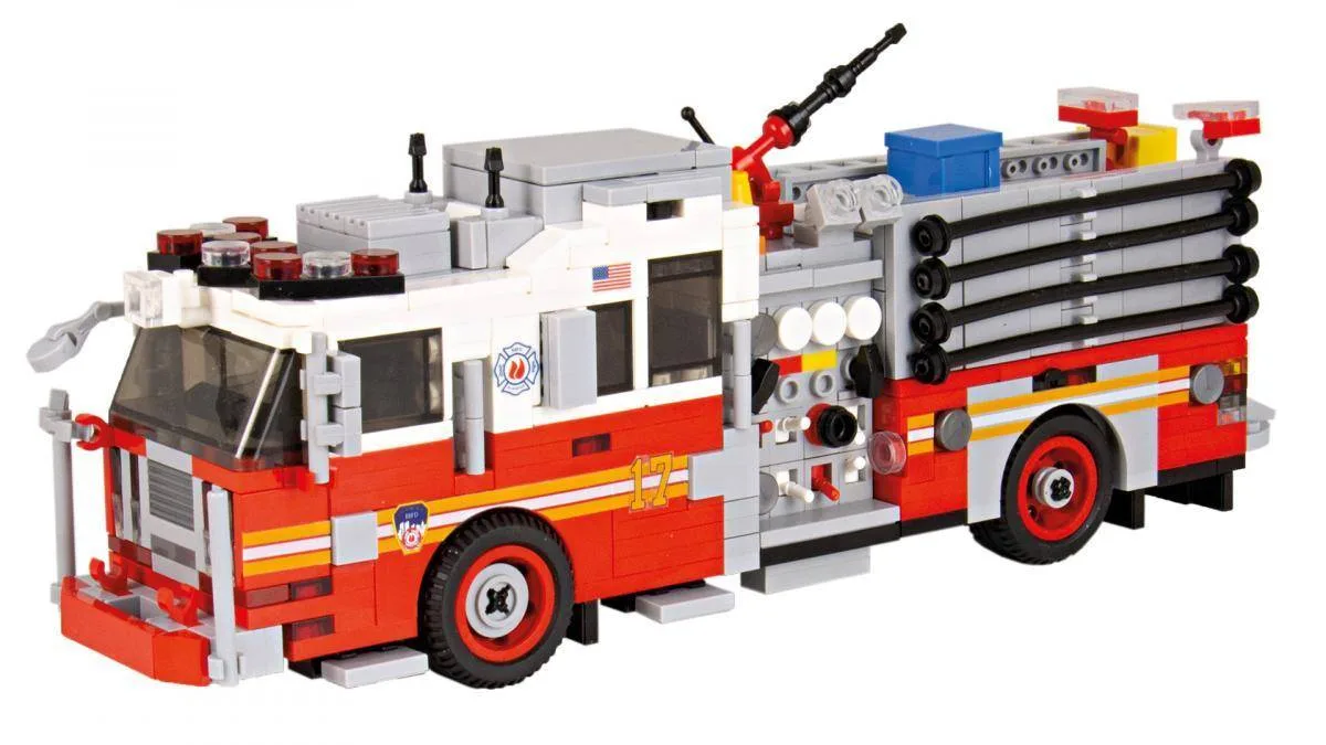 BlueBrixx Camion de pompier Seagrave Attacker HD rouge/blanc (BB-100861) - prix | Brick Broker