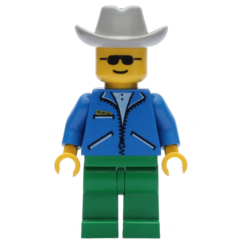 Man - Blue Jacket, Green Legs, Light Grey Cow… — minifigurine LEGO | Brick Broker