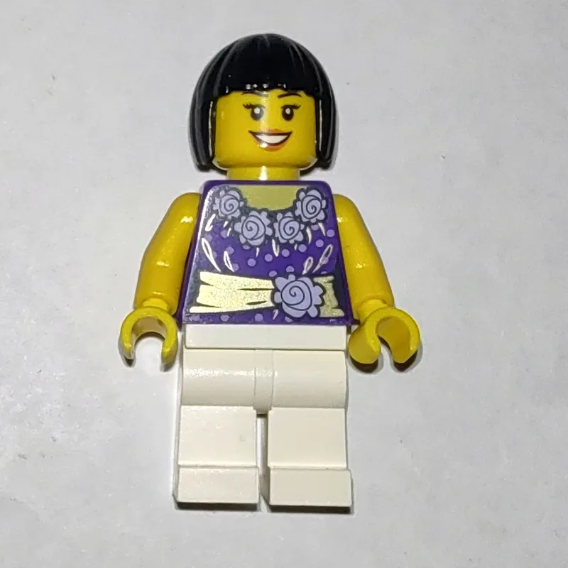 Dark Purple Torso, White Legs, Black Hair — minifigurine LEGO | Brick Broker