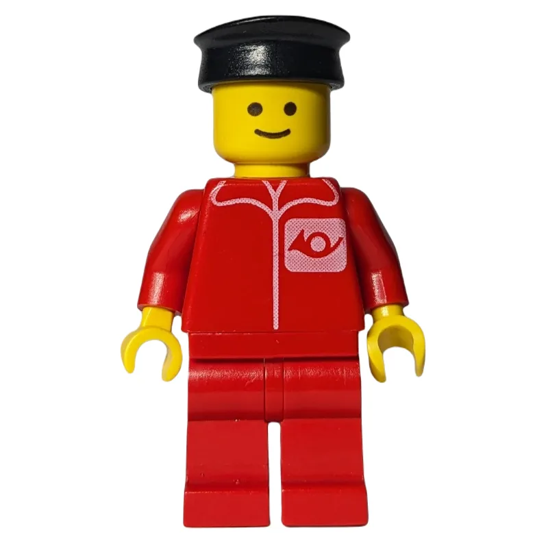 Postal Worker, Red Shirt with Horn Logo, Red… — minifigurine LEGO | Brick Broker