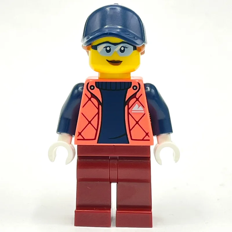 Woman, Coral Jacket, Dark Red Legs, Dark Blue… — minifigurine LEGO | Brick Broker
