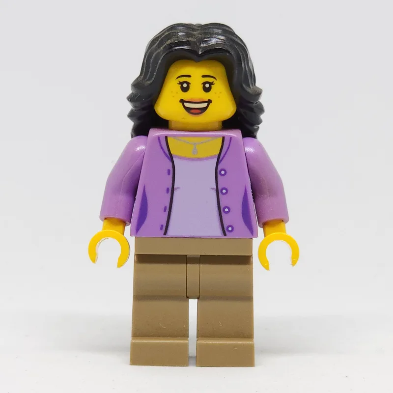 Lavender Torso, Dark Tan Legs, Black Hair — minifigurine LEGO | Brick Broker