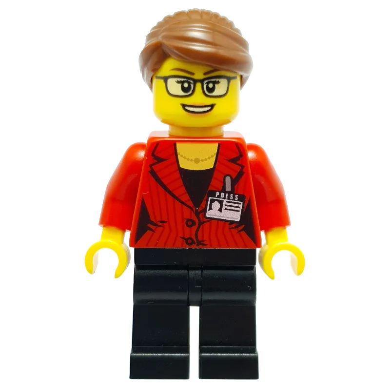 Woman, Red Jacket, Black Legs, Reddish Brown… — minifigurine LEGO | Brick Broker