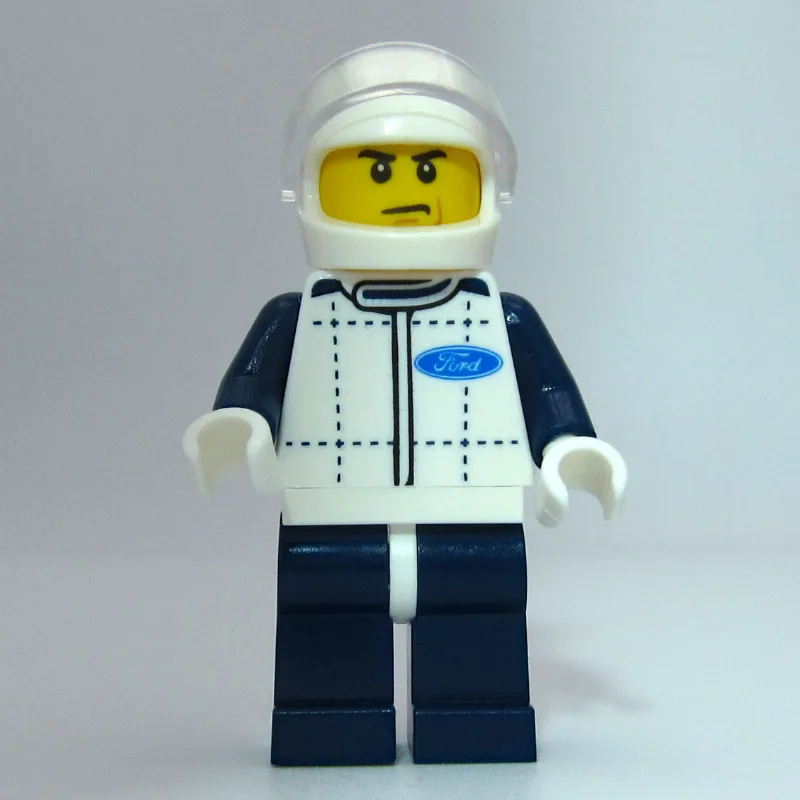 Race Driver, White Torso, Dark Blue Legs, Whi… — minifigurine LEGO | Brick Broker