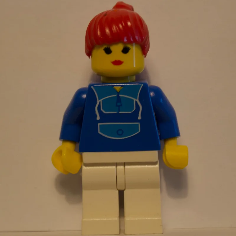 Woman, Blue and White Jogging Suit, Red Hair — minifigurine LEGO | Brick Broker