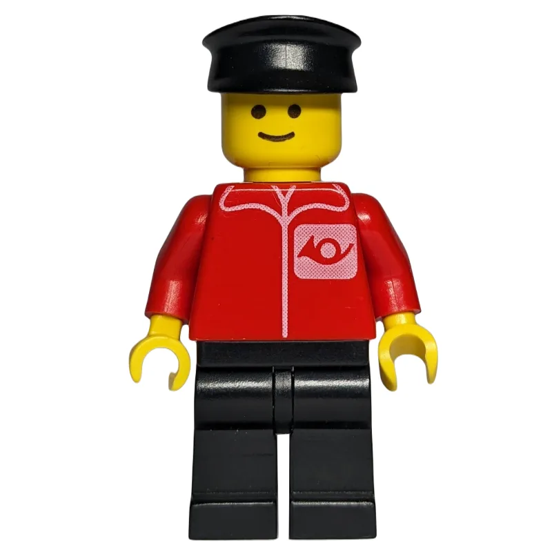 Postal Worker, Red Shirt with Horn Logo, Blac… — minifigurine LEGO | Brick Broker