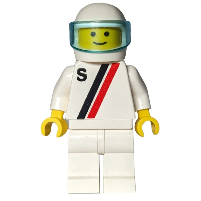 Racer, White Shirt with Two Stripes and 'S',… — minifigurine LEGO | Brick Broker