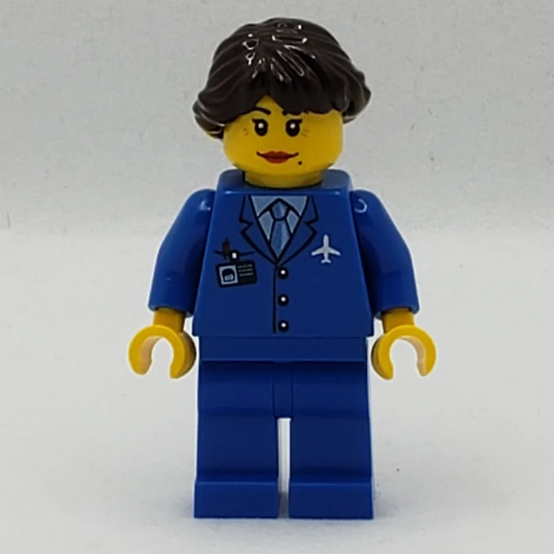Pilot, Woman, Blue Jacket with Plane Logo and… — minifigurine LEGO | Brick Broker