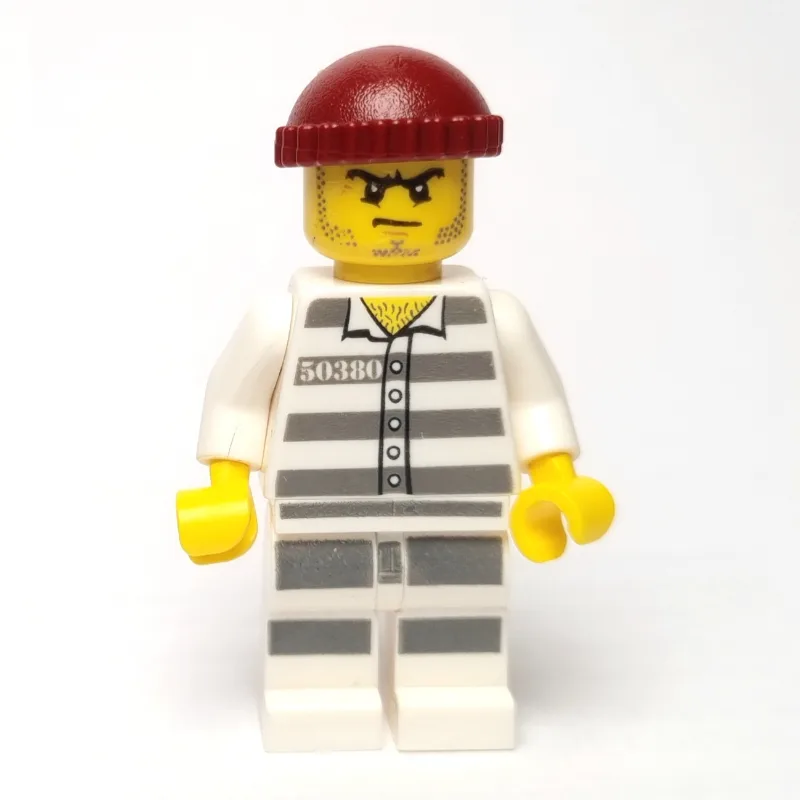Criminal, Prison Shirt with #50380, Dark Red… — minifigurine LEGO | Brick Broker