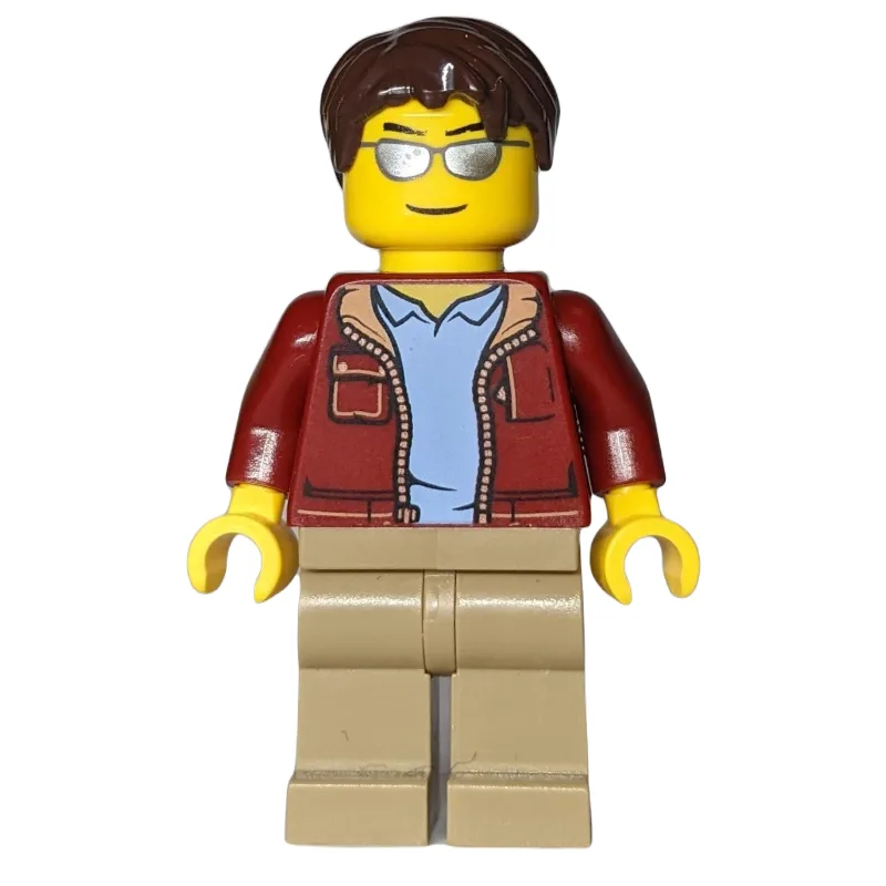 Man, Open Dark Red Jacket, Dark Tan Legs, Dar… — minifigurine LEGO | Brick Broker