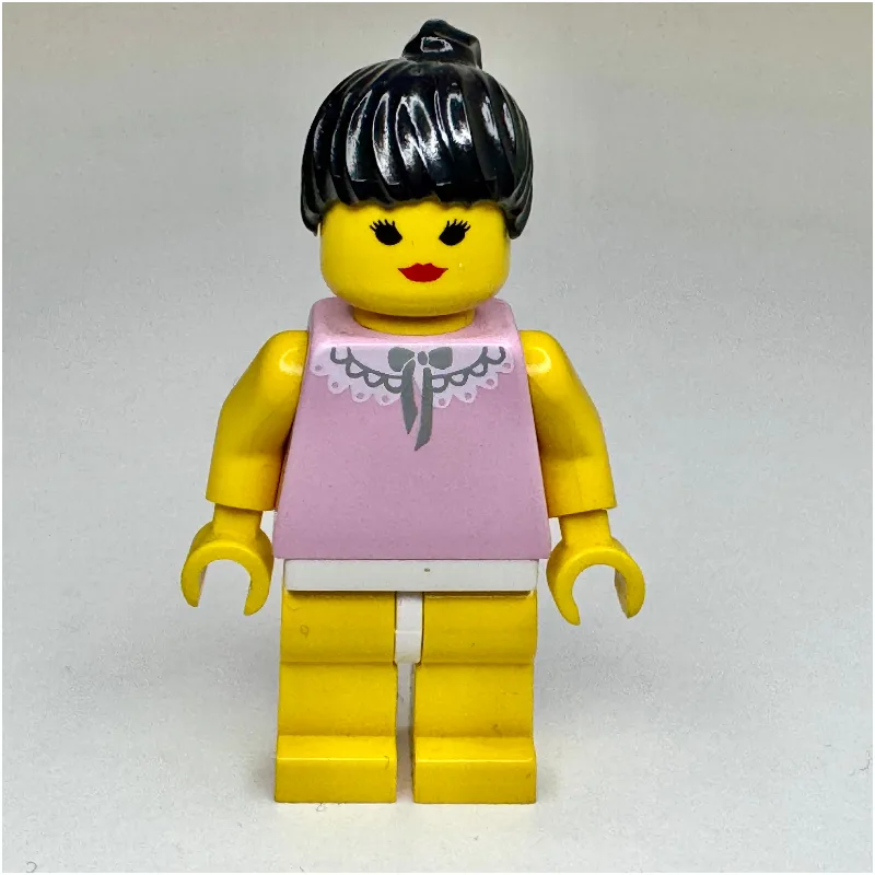 Woman, Pink Top with Lace Collar, Yellow Legs… — minifigurine LEGO | Brick Broker