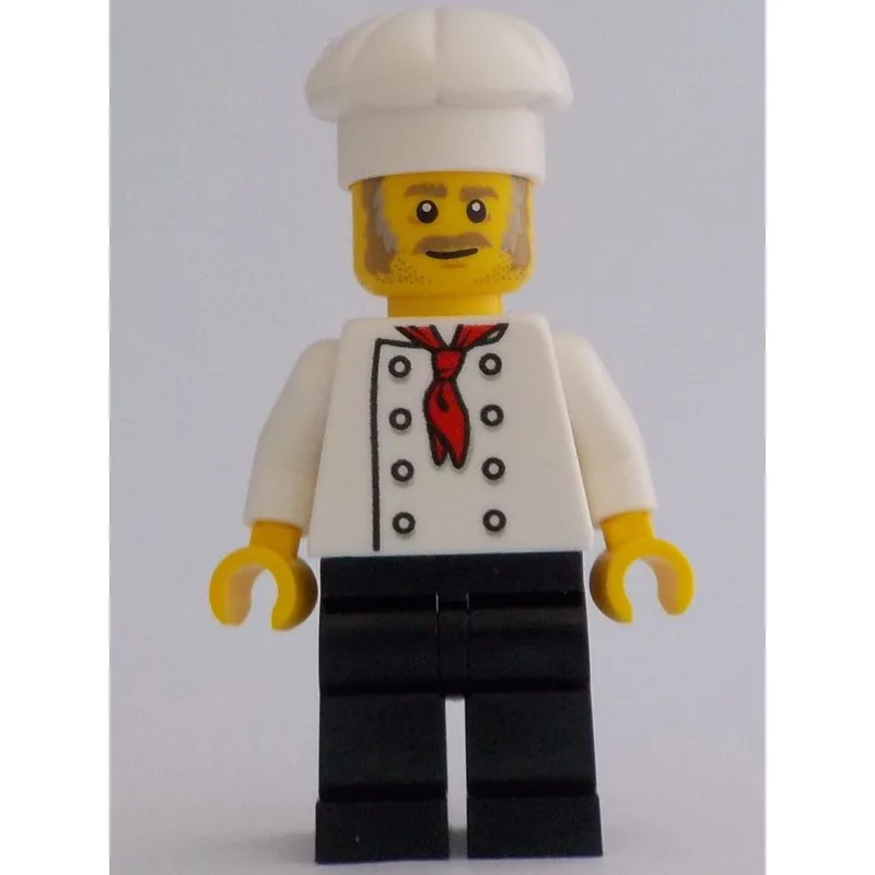 Chef - White Torso, Black Legs, White Hat, Li… — minifigurine LEGO | Brick Broker