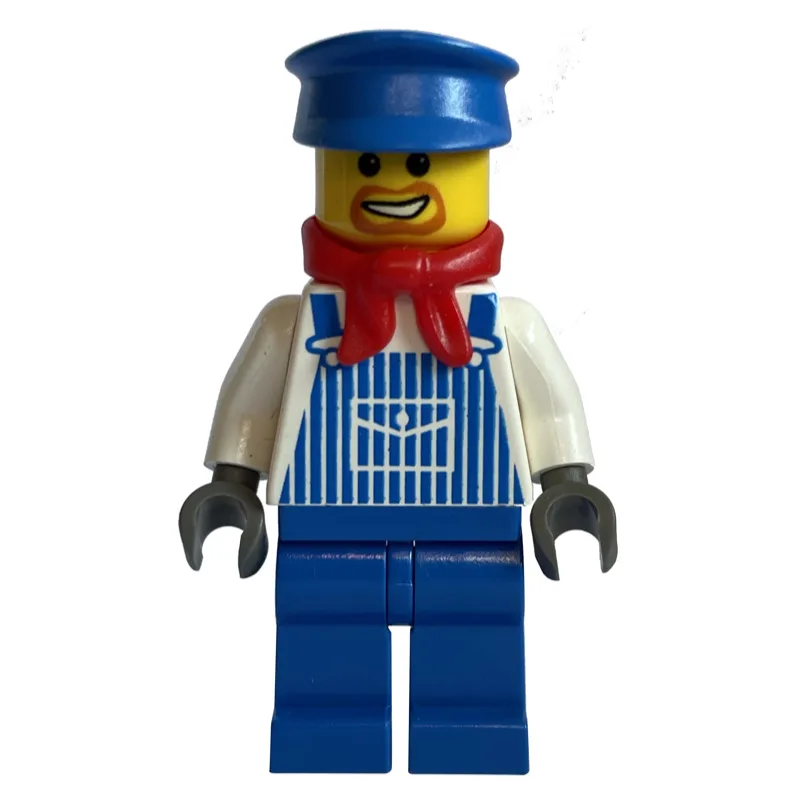 Train Machinist - White Torso, Blue Overall,… — minifigurine LEGO | Brick Broker