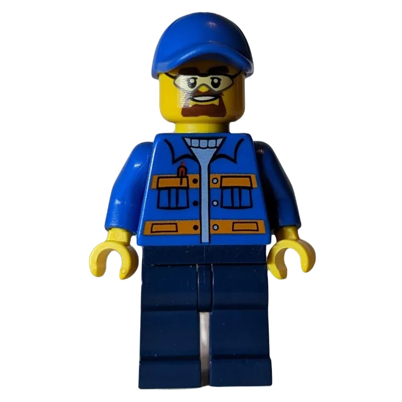 Worker, Blue Jacket with Orange Stripes, Dark… — minifigurine LEGO | Brick Broker