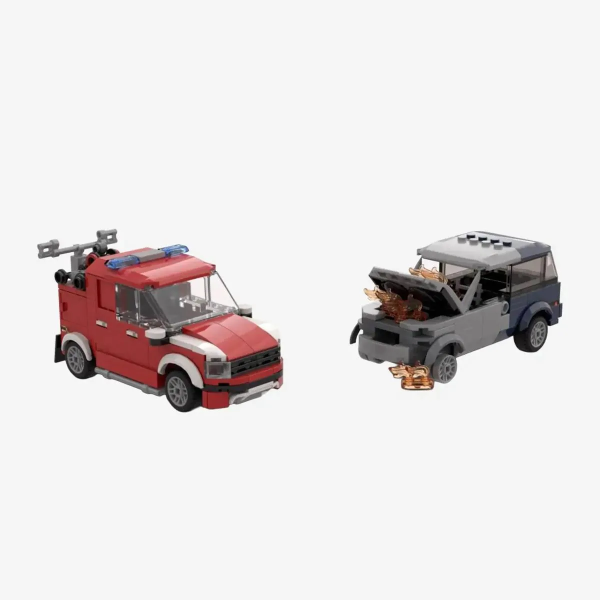 BlueBrixx Véhicule de pompiers avec voiture accidentée - Garage du parc de lutte contre l'incendie (BB-108922) - prix | Brick Broker