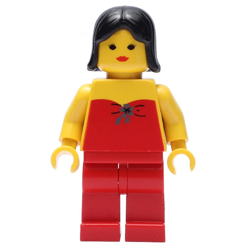 Woman, Red Halter Top, Red Legs, Black Hair — minifigurine LEGO | Brick Broker