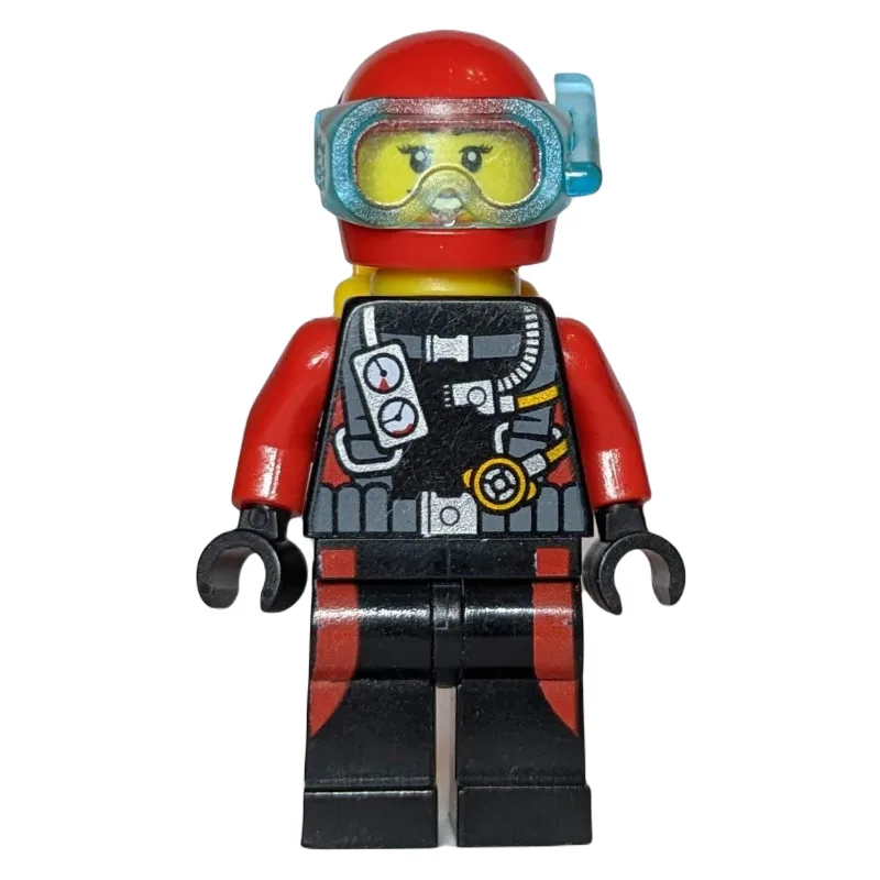 Diver, Woman, Black and Red Wetsuit with Gaug… — minifigurine LEGO | Brick Broker