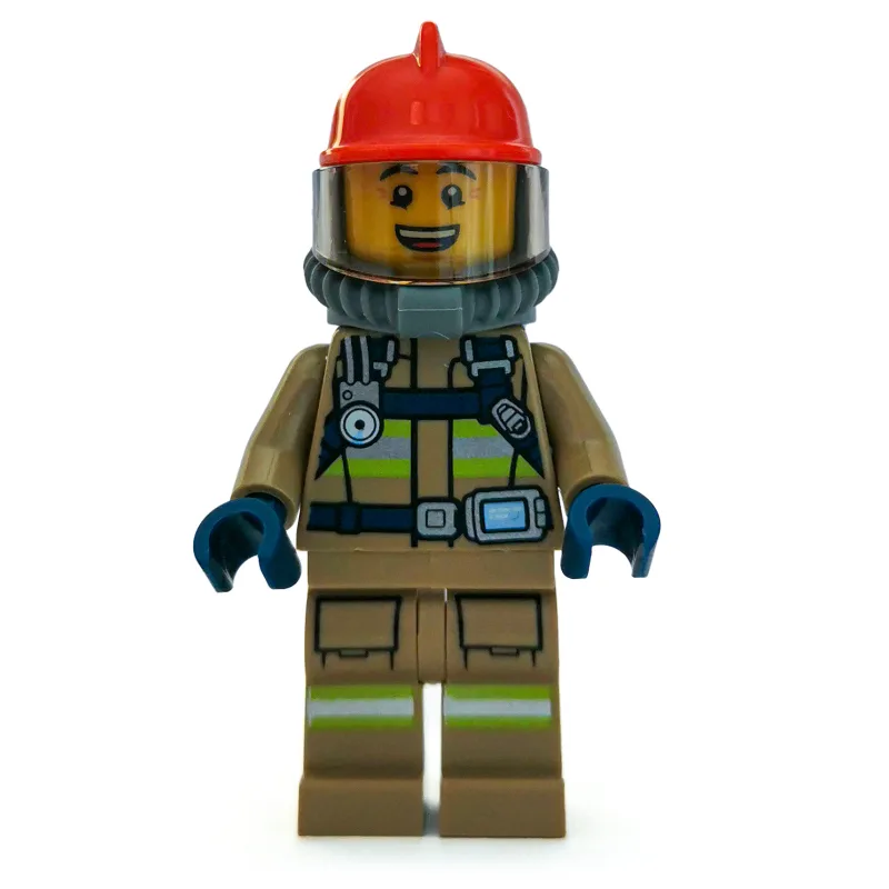 Fireman, Dark Tan Fire Suit with Gauge and St… — minifigurine LEGO | Brick Broker