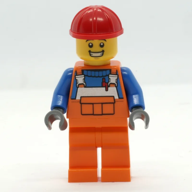 Construction Worker - Orange Overall, Red Hel… — minifigurine LEGO | Brick Broker