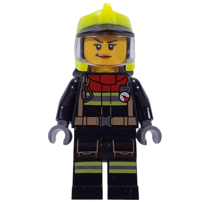 Firefighter, Black Fire Suit, Vibrant Yellow… — minifigurine LEGO | Brick Broker