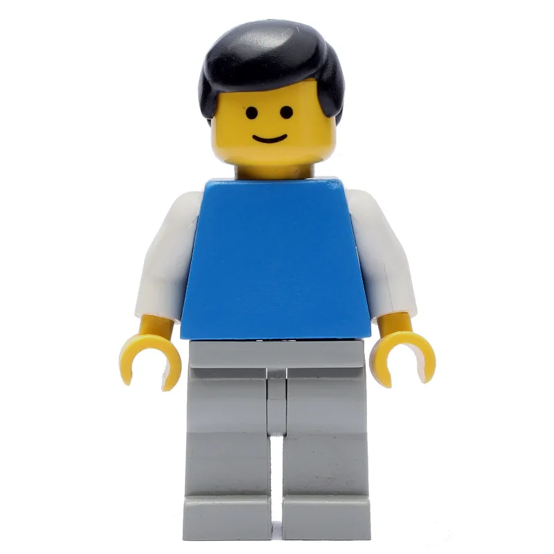 Blue Torso, Light Grey Legs, Black Hair — minifigurine LEGO | Brick Broker