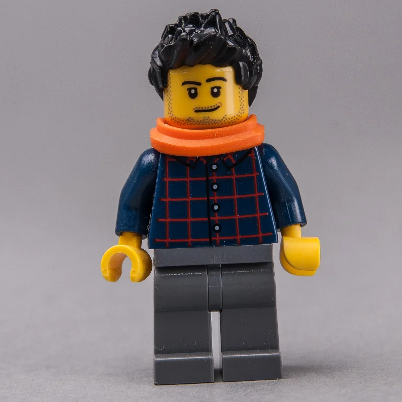 Man, Dark Blue Plaid Shirt, Dark Bluish Gray… — minifigurine LEGO | Brick Broker